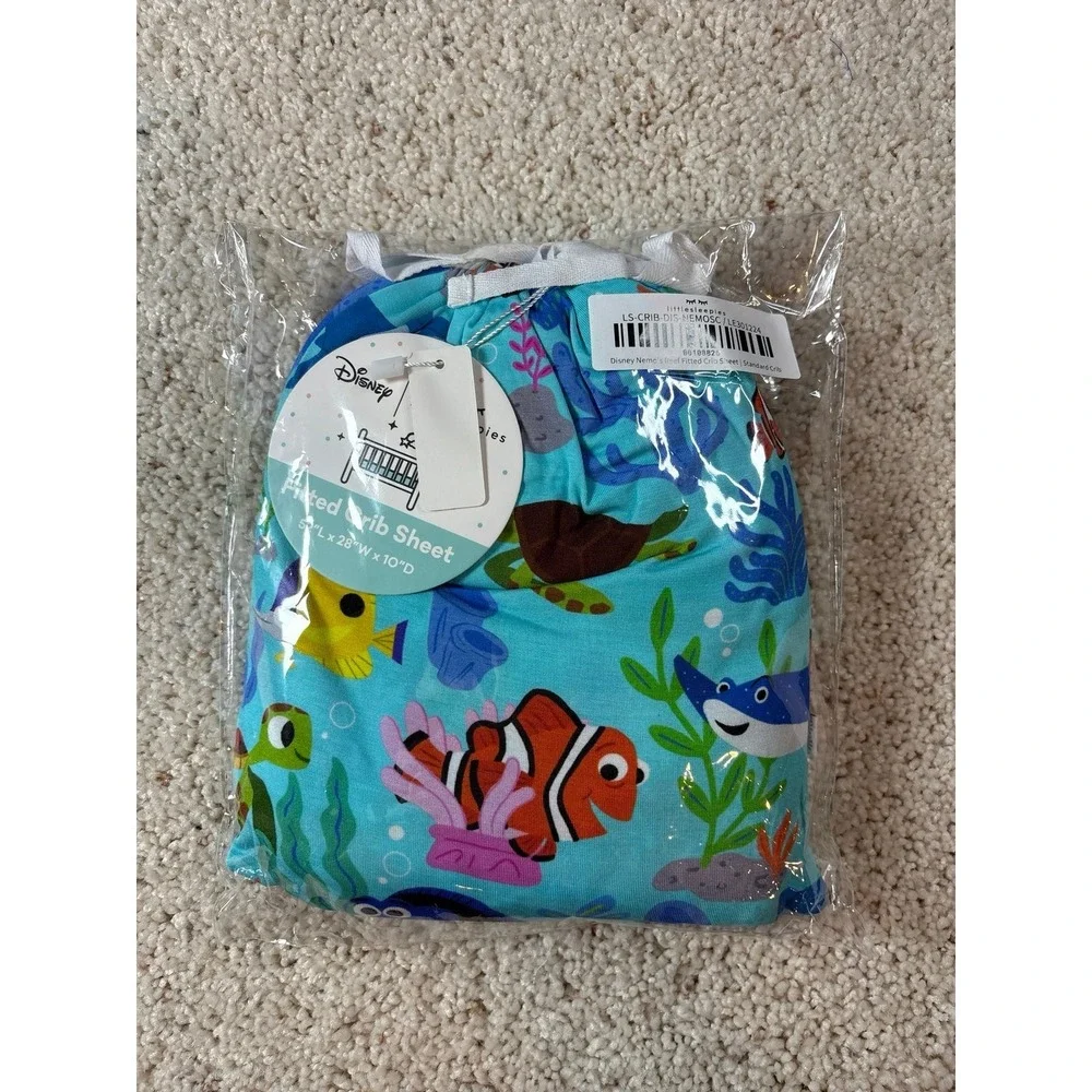 Little Sleepies Disney Nemo's Reef Crib Sheet Standard Blue Bamboo Finding Nemo